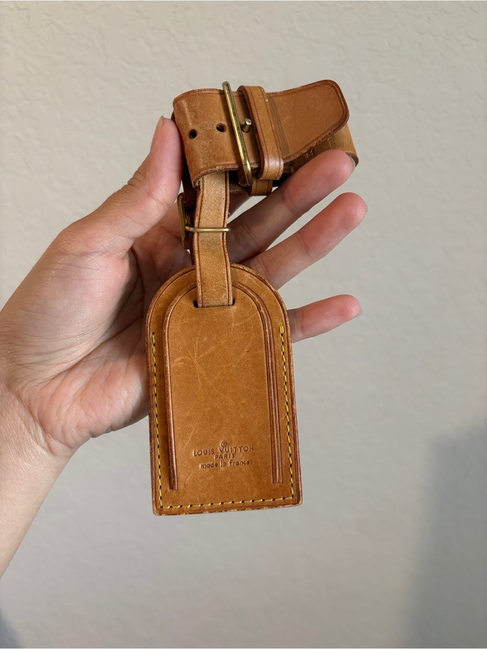 Louis Vuitton Brown Leather Luggage Tag with Strap